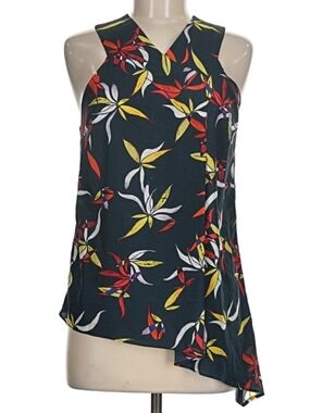 RACHEL Rachel Roy Navy Floral Asymmetric Camisole with Yellow & Red